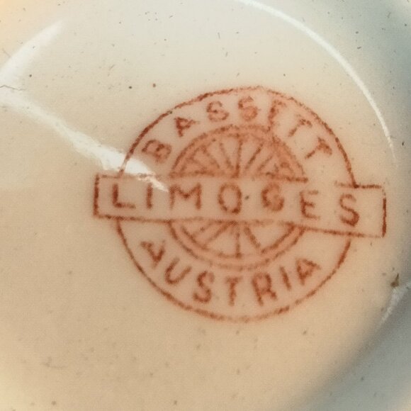 Antique Bassett Floral Porcelain Teacup Demitasse Limoges Austria Small 3 oz - Picture 5 of 9